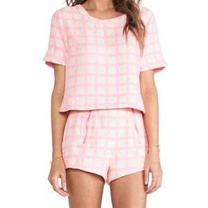 NWT J.O.A. Hot pink grid top. With cut out back.
